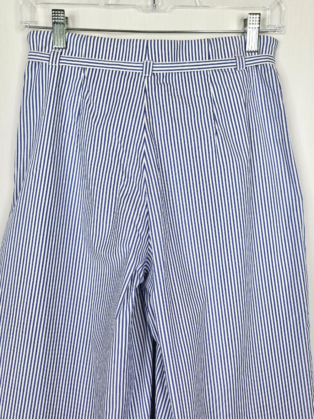 J. Crew | Striped Wide Leg Palazzo Capri Pants | Blue White | Size 4 - Picture 8 of 13